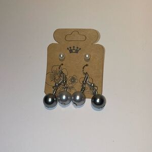 Three sets of faux pearl  earrings